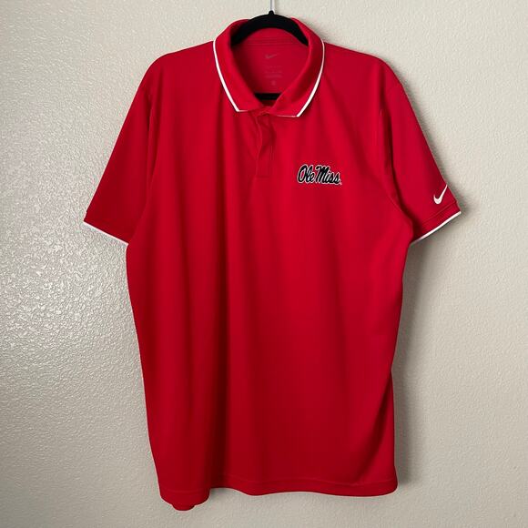 Nike Ole Miss Polo Shirt Mens XL Red University Mississippi College Athletic Gym - Picture 3 of 10